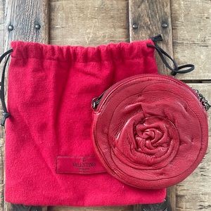 VALENTINO - Nappa Rose Crossbody Bag Red